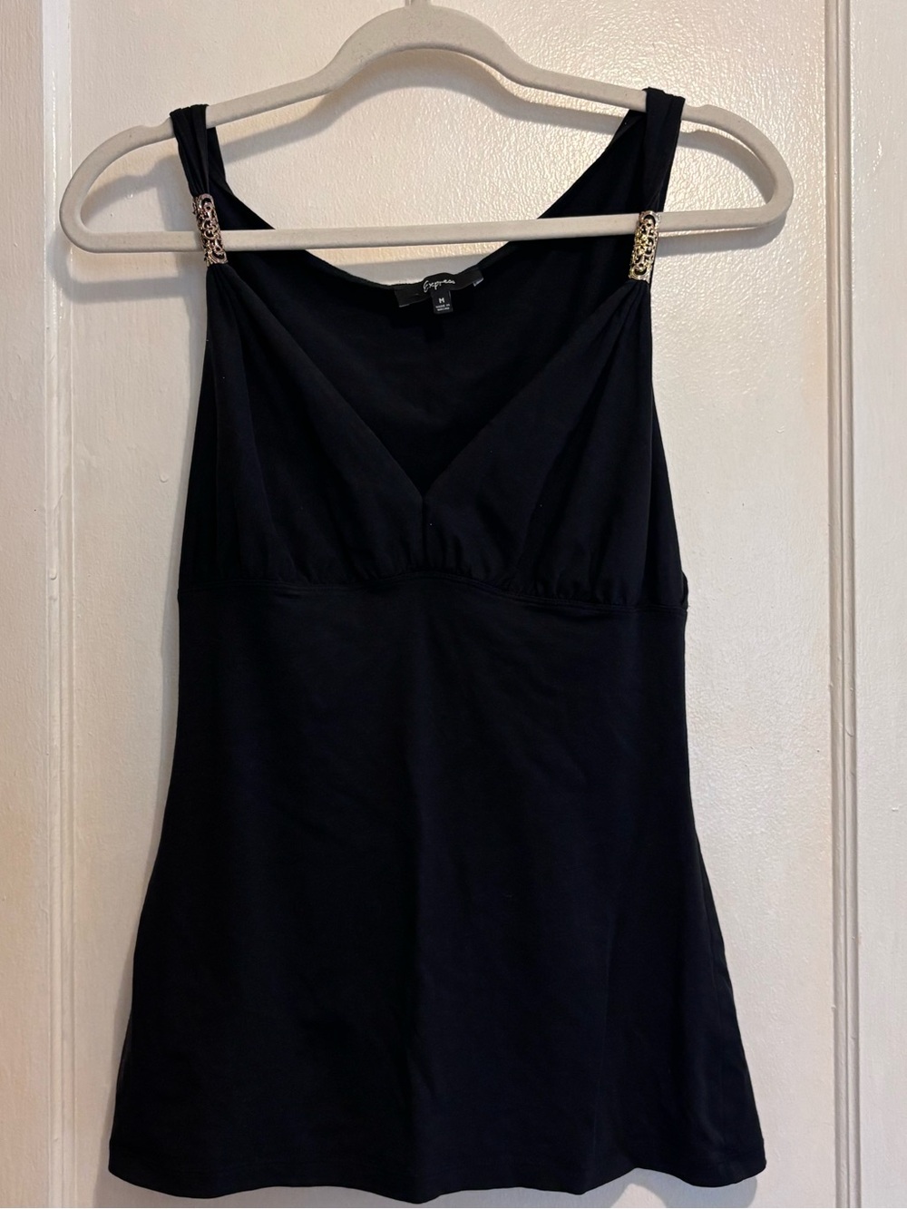Express Y2K Women's Black Tank Top Cami with Gold Hardware size M